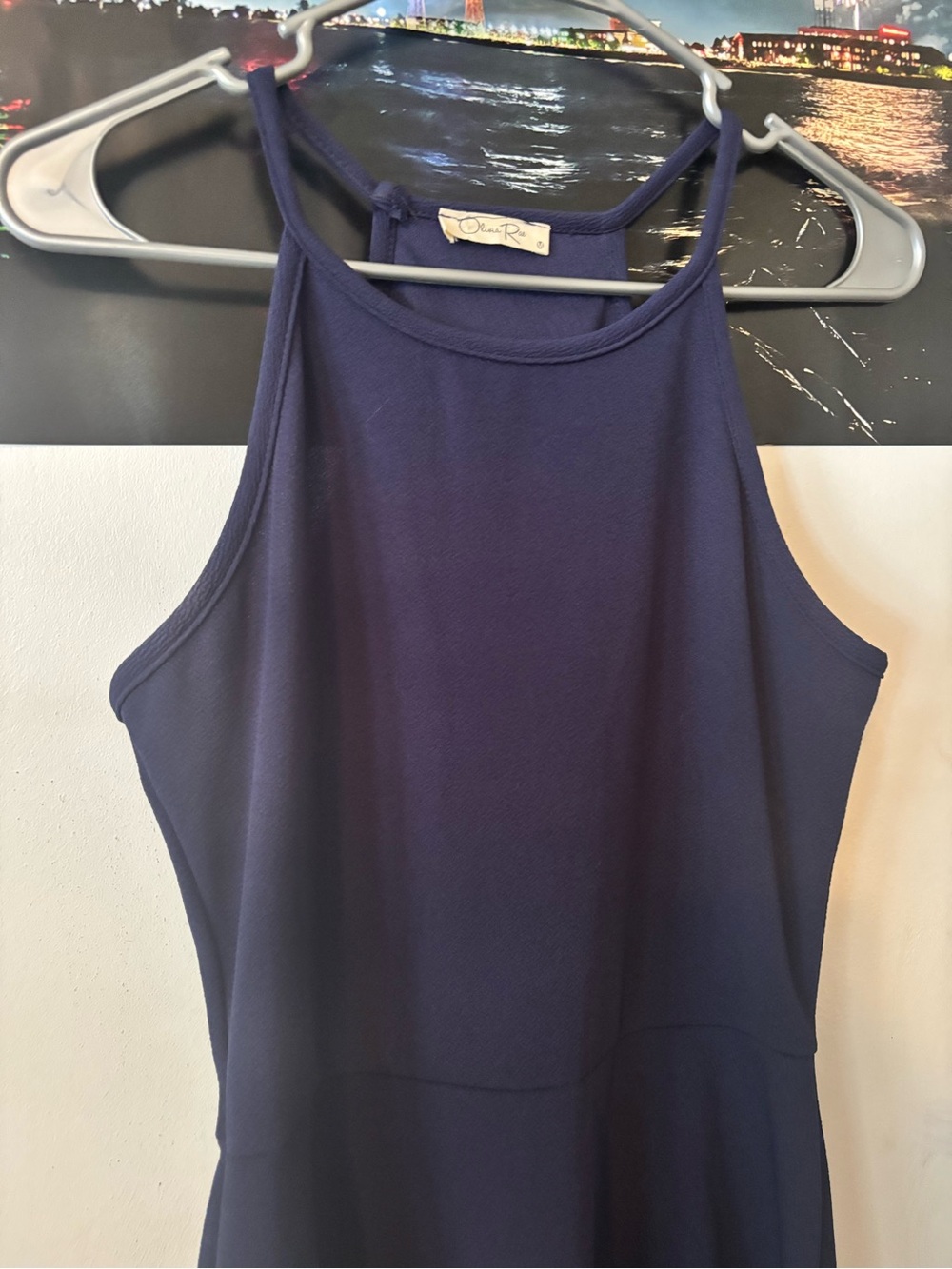Olivia Rae Women’s Medium Navy Blue Sleeveless Fit & Flare Dress High Neck